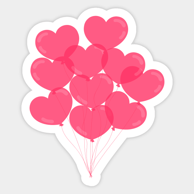 Pink lovely heart balloon Sticker by Aoxydesign